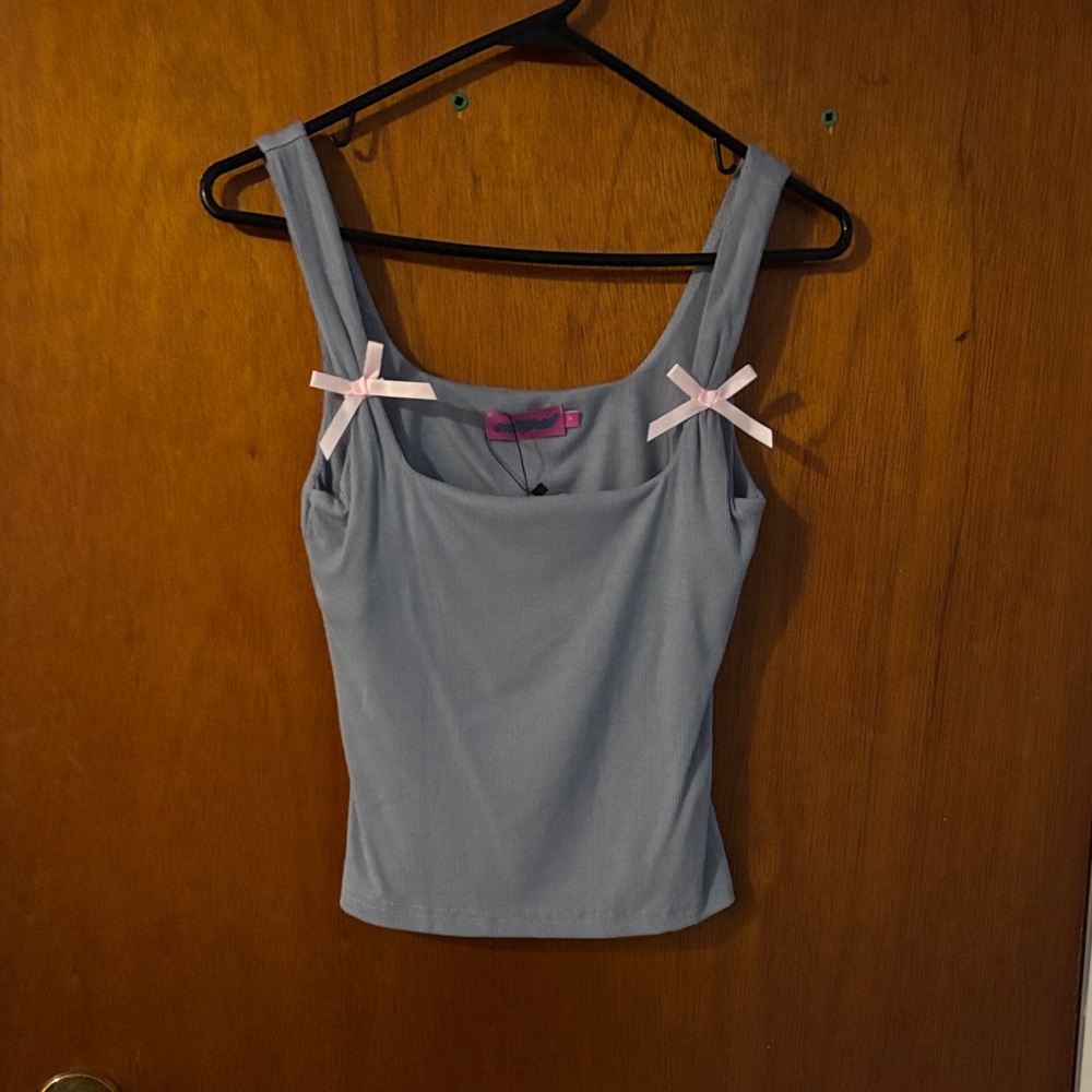 Edikted Blue Tank Top with Pink Bows